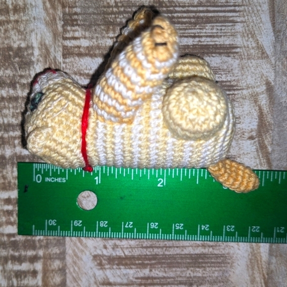 Crocheted Vintage Animals Circa 1970's Handmade Cats, Pig, Rabbit & Bear 6pc Set - Picture 5 of 16